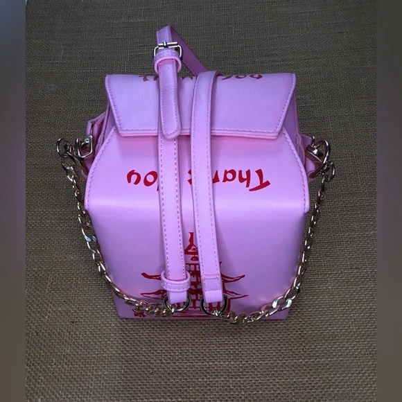 Girl’s Chinese Takeout Box Pink Chain Crossbody Bag - B218 - Picture 6 of 10